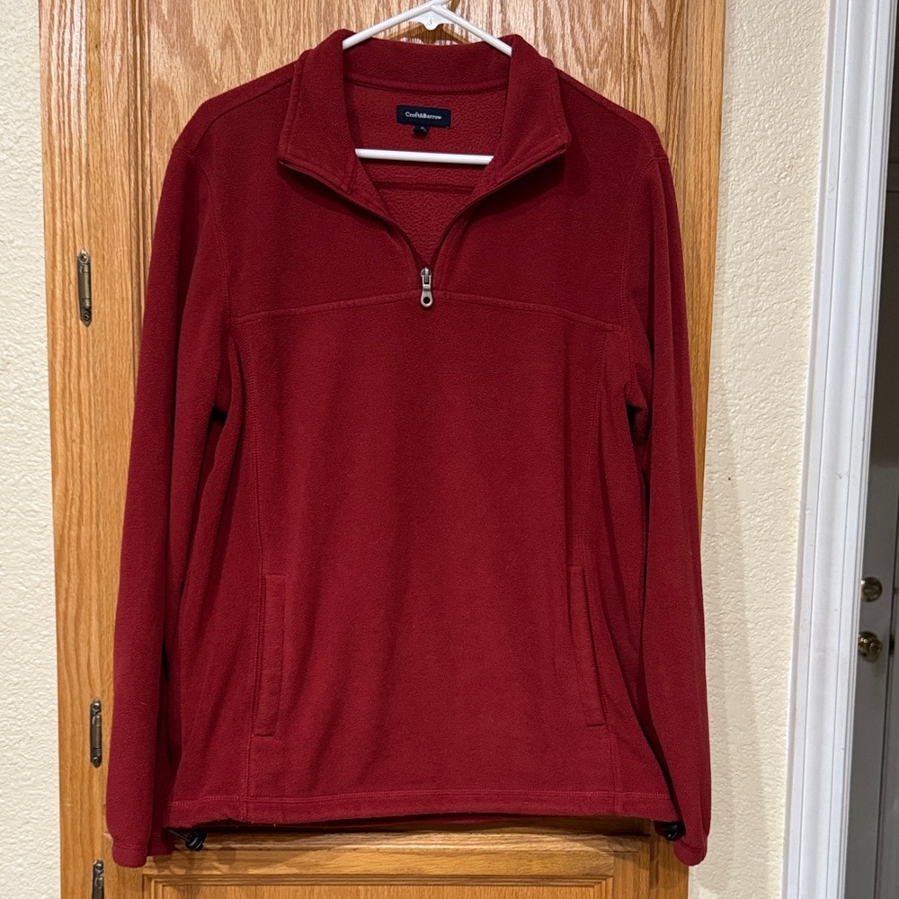 Croft & Barrow Men's Quarter Zip Fleece - Red - Size Small